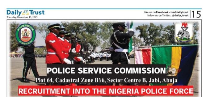 Nigeria Police Force Announces 2025 Recruitment Exercise Starting December 15